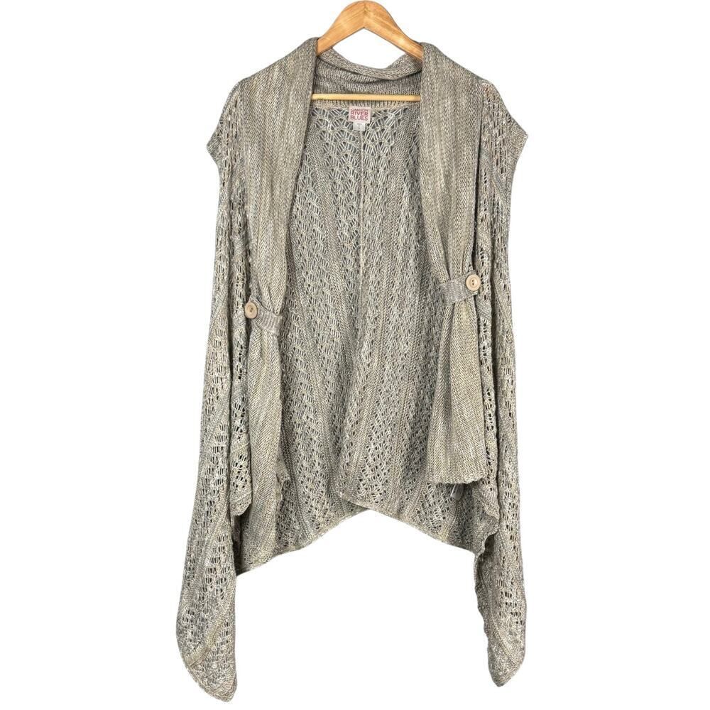 Canyon River Blues Womens Open Knit Waterfall Cardigan XL Cream Boho Fairy USA